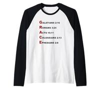 Grace Acrostic - 5 Christian Faith Bible Verse Scriptures Camiseta Manga Raglan