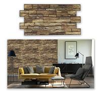[Grace Baltic] - Paneles de pared 3D efecto madera - aspecto de piedra, revestimiento de espuma de poliestireno para sala de estar, cocina, baño, balcón, dormitorio (4.6 m2, Marrón)