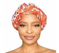GRACE & COMPANY Gorro de ducha de lujo para mujer, 100% impermeable, reutilizable, lavable y transpirable, color clementina