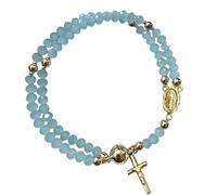 Grace & Faith, pulsera de rosario hecha a mano, cadena magnética de eslabones con dije de cruz, pulsera de cuentas de oración religiosa para paz, protección y devoción, D, Acero aleado, Ágata