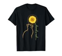 Grace & Growing Cat and Sunflower Line Art Minimalist Floral Camiseta
