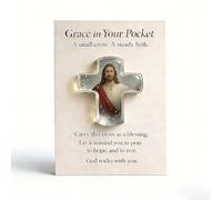 Grace in Your Pocket - Cruz cristiana en miniatura de bolsillo para fe, ficha cardenal acrílica 2D con tarjeta positiva, mini recordatorio de fe de Pascua, regalos de condolencias para amigos y