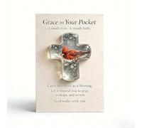 Grace in Your Pocket - Cruz cristiana en miniatura de bolsillo para fe, ficha cardenal acrílica 2D con tarjeta positiva, mini recordatorio de fe de Pascua, regalos de condolencias para amigos y