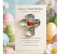 Grace in Your Pocket - Cruz cristiana en miniatura para fe, oración y esperanza, cruz acrílica con paloma blanca y león, recordatorio de fe, regalo de bautizo y confirmación, regalo de cruz de oración