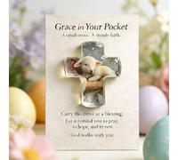 Grace in Your Pocket - Cruz cristiana en miniatura para fe, oración y esperanza, cruz acrílica con paloma blanca y león, recordatorio de fe, regalo de bautizo y confirmación, regalo de cruz de oración