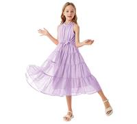 GRACE KARIN Abito Bambina Senza Manica Elegante Festa Vestito Bambina Elegante Cerimonia da Estate 10 Anni Lilla