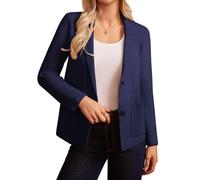 GRACE KARIN Blazer de Invierno para Mujer, Cálido y Casual para Trabajo, con Cuello de Revés y Cinturón, azul marino, L