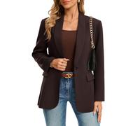 Grace Karin Blazers para mujer del Reino Unido, cuello de chal con un solo botón, chaqueta de traje de manga larga, cárdigans de trabajo y oficina con bolsillos, marrón, S