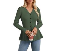 GRACE KARIN Cárdigan elegante para mujer, cuello en V, manga larga, botones, ajuste delgado, para otoño e invierno, Ejercito Verde, XL