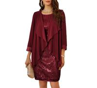 GRACE KARIN Conjunto de Fiesta para Mujer Vestido de Lentejuelas sin Mangas con Chaqueta Elegante