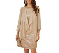GRACE KARIN Conjunto de Fiesta para Mujer Vestido de Lentejuelas sin Mangas con Chaqueta Elegante