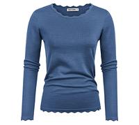 GRACE KARIN Jersey de manga larga para mujer, informal, de punto, cuello redondo, encaje, ropa de punto élica, para otoño e invierno, azul, M