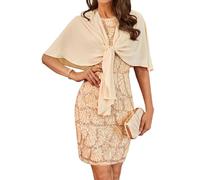 GRACE KARIN Mujer Vestido de Fiesta con Lentejuelas Cuello Redondo Sin Mangas Bodycon + Chaqueta de Gasa