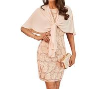 GRACE KARIN Mujer Vestido de Fiesta con Lentejuelas Cuello Redondo Sin Mangas Bodycon + Chaqueta de Gasa