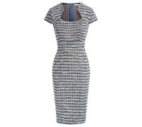 Grace Karin Precioso Vestido de Tubo de Tweed con Manga Casquillo para Mujer para el Trabajo, Tweed a Cuadros Azules, XXL
