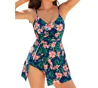 GRACE KARIN Traje de baño de una pieza para mujer, cuello en V, línea A, ropa de playa, acolchado push-up desmontable