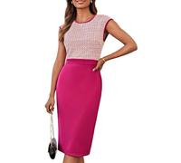 GRACE KARIN Vestido Ajustado de Cuello Redondo para Mujer, Vestido Midi Retro de Manga Corta