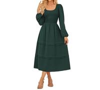 GRACE KARIN Vestido Casual de Corte A para Mujer Decon Dobladillo en Capas Cuello Redondo Mangas largas y Bolsillos.