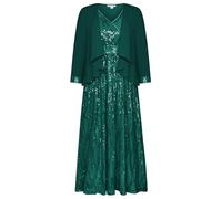 GRACE KARIN Vestido de noche con lentejuelas y cuello en V para mujer, elegante, vestido de noche de 2 piezas con cárdigan de gasa, verde oscuro, 38
