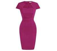 GRACE KARIN - Vestido de Tubo Vintage de los años 50 y 60 para Mujer, ceñido, con Manga Casquillo, Rosado (Deep Rose), M