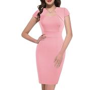 GRACE KARIN - Vestido de Tubo Vintage de los años 50 y 60 para Mujer, ceñido, con Manga Casquillo, Rosado, M