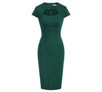GRACE KARIN - Vestido de Tubo Vintage de los años 50 y 60 para Mujer, ceñido, con Manga Casquillo, Verde Oscuro, M