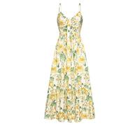 GRACE KARIN Vestido largo floral para mujer, con tirantes delgados, vestido de playa con espalda descubierta, Blanco amarillo claro floral #472, XXL
