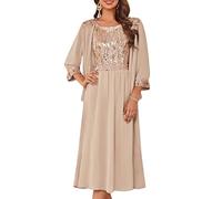 GRACE KARIN Vestido sin mangas con lentejuelas para mujer + chaqueta de gasa, vestido de invitada de boda de dos piezas para madre de la novia, champán, XL