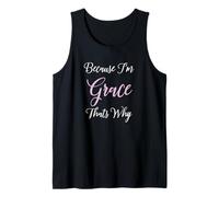 Grace Name Personalizado Mujer Lindo Rosa Negro Hermana Niña Camiseta sin Mangas