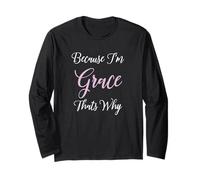 Grace Name Personalizado Mujer Lindo Rosa Negro Hermana Niña Manga Larga