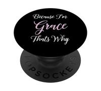 Grace Name Personalizado Mujer Lindo Rosa Negro Hermana Niña PopSockets PopGrip Adhesivo