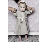 Grace of Sweden Vestido de bautizo con mangas largas de lino de colores naturales Talla:62, 3-6 months, chest 18 in.