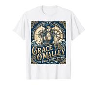 Grace O'Malley - La Reina Pirata de Irlanda Historia Irlandesa Camiseta gráfica económica, Hombre, Blanco, XL