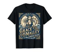 Grace O'Malley - La Reina Pirata de Irlanda Historia Irlandesa Camiseta gráfica económica, Hombre, Negro, S