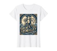 Grace O'Malley - La Reina Pirata de Irlanda Historia Irlandesa Camiseta gráfica económica, Mujer, Blanco, XL