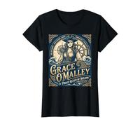 Grace O'Malley - La Reina Pirata de Irlanda Historia Irlandesa Camiseta gráfica económica, Mujer, Negro, XS