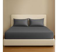 Grace Sábana bajera ajustable de algodón egipcio de 300 hilos, tamaño King, con bolsillo extra profundo de 40 cm, sábanas elásticas duraderas de algodón natural de alta calidad