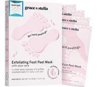 Grace & Stella Mascarilla Exfoliante Pies - Mascarillas Quita Durezas y Callos para Pies Secos y Agrietados - Pedicura y Spa Pies en Casa (4 Pares de Mascarilla Pies Peeling con Aloe Vera Sin Perfume)