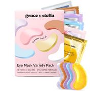 grace & stella Paquete variado de máscaras para debajo de los ojos, 18 pares de parches para ojeras, con 6 colores (3 pares/color), máscaras de gel para ojos hinchados para mujeres, regalos veganos