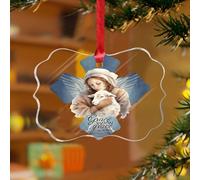 Grace upon Grace - Adorno de Navidad, decoración cristiana de la Sagrada Familia, discos acrílicos transparentes, regalo religioso para recuerdo cristiano para decoración de árbol de Navidad, etiqueta