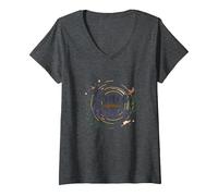 Grace Upon Grace: La fe inspiradora de Las Mujeres cristianas Camiseta Cuello V, Mujer, Jaspeado Oscuro, S