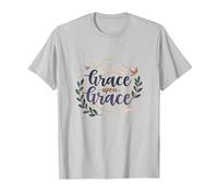 Grace Upon Grace: La fe inspiradora de Las Mujeres cristianas Camiseta, Hombre, Plata, XXL