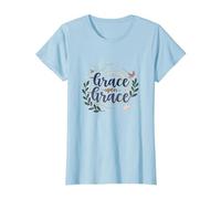 Grace Upon Grace: La fe inspiradora de Las Mujeres cristianas Camiseta, Mujer, Azul Bebé, M