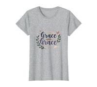 Grace Upon Grace: La fe inspiradora de Las Mujeres cristianas Camiseta, Mujer, Gris Jaspeado, L