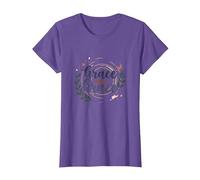 Grace Upon Grace: La fe inspiradora de Las Mujeres cristianas Camiseta, Mujer, Morado Jaspeado, S