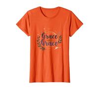 Grace Upon Grace: La fe inspiradora de Las Mujeres cristianas Camiseta, Mujer, Naranja, XL