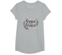 Grace Upon Grace: La fe inspiradora de Las Mujeres cristianas Camiseta, Niñas, Gris Jaspeado, S