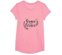 Grace Upon Grace: La fe inspiradora de Las Mujeres cristianas Camiseta, Niñas, Rosado, L