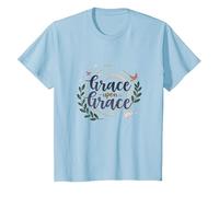 Grace Upon Grace: La fe inspiradora de Las Mujeres cristianas Camiseta, Niños, Azul Bebé, 4 años