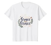 Grace Upon Grace: La fe inspiradora de Las Mujeres cristianas Camiseta, Niños, Blanco, 12 años
